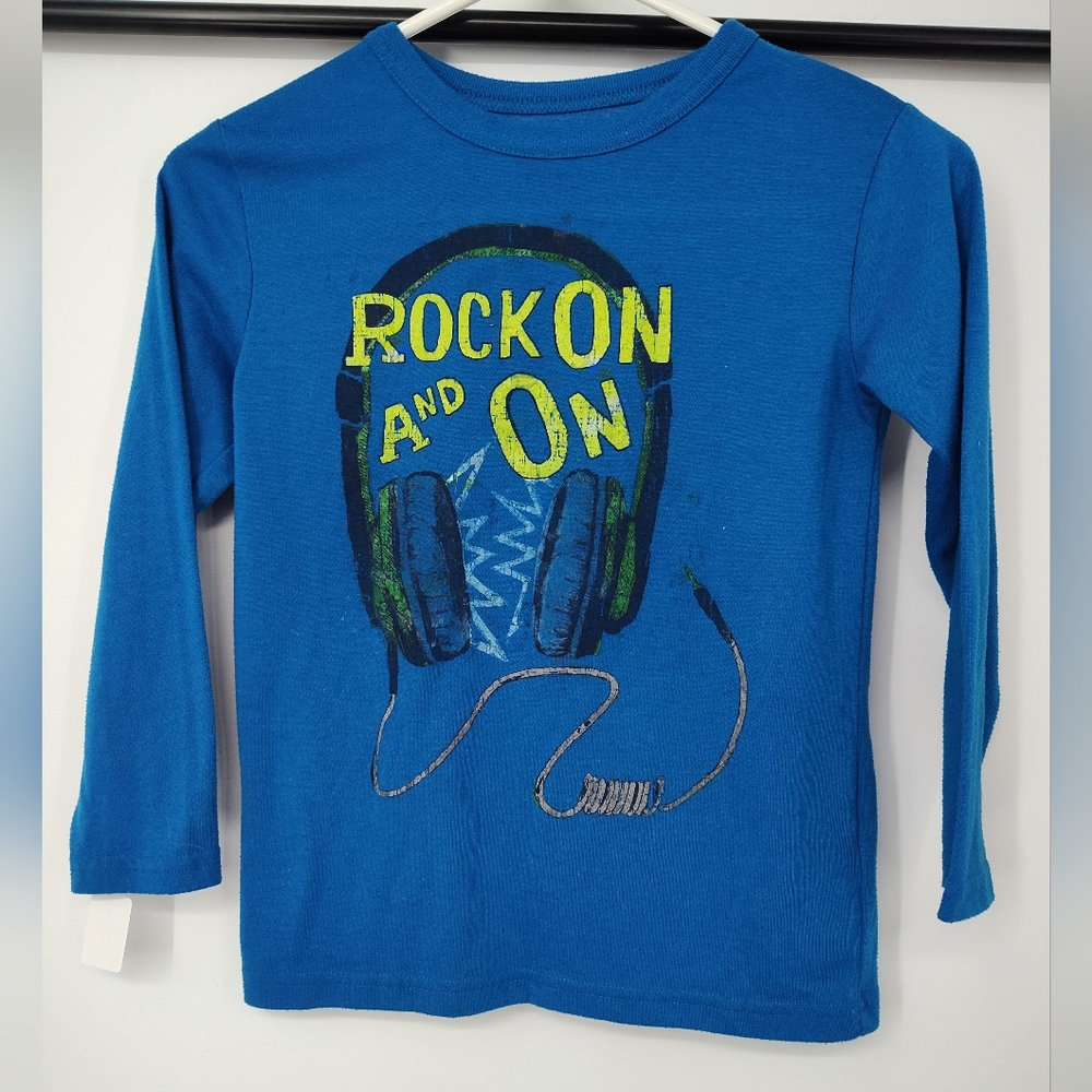 Cherokee Blue Long Sleeve Tee with Headphone Graphic Size Boys Small, 6-7